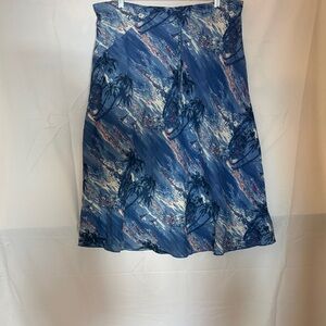 Liz Claiborne Blue Patterned A-Line Skirt